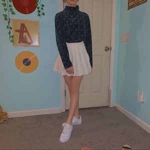 Blue and green plaid mock neck sweater!